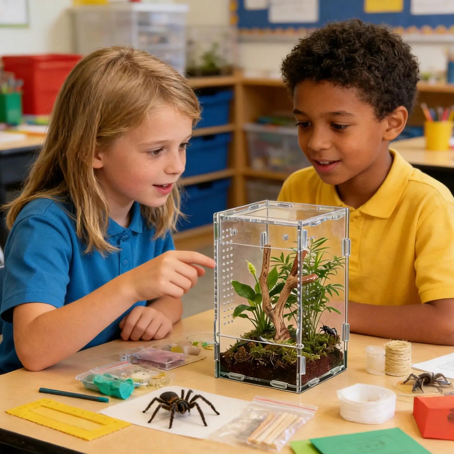 Acrylic Transparent Reptile Terrarium Breeding Box amphibian Cage Nano Arboreal Tarantula Enclosure Jumping spider Reptiles Habi