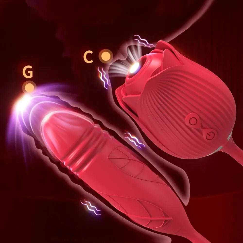 3in1 Thrusting Anal Vibrator Female Rose Sucking Clitoris Stimulator Dildo Licking Vagin Massager Masturbator Sex Toys for Women