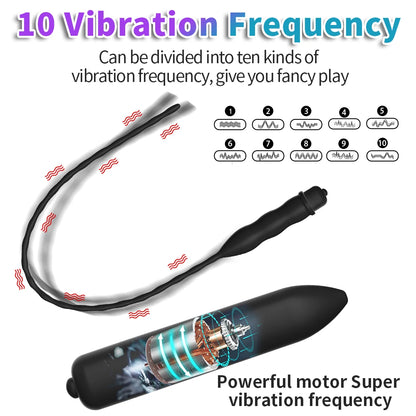 10 Frequency Urethral Vibrator Horse Eye Stimulator Sounding Penis Plug Insert Catheter Expander Male Masturbator Sex Toys