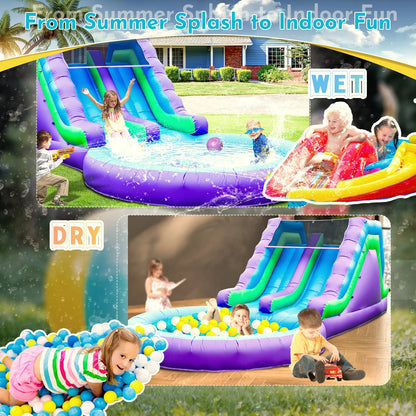 Commerci 7.92m Inflatable Bounce House Water Slide 100% PVC Kids And Adults Playground with 950W Blower for Outdoor Fun