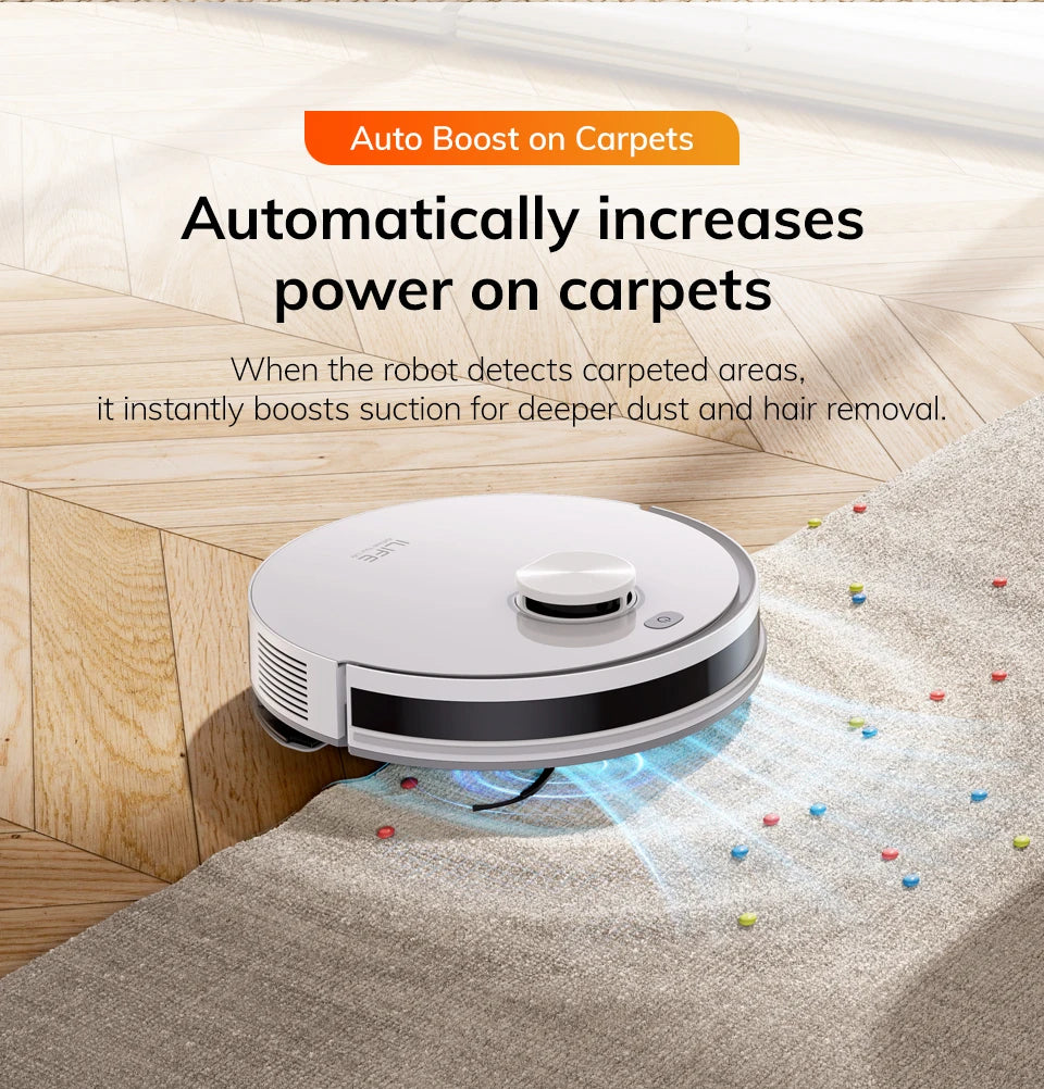 ILIFE V30 Robot Vacuum Cleaner, Laser Navigation, 10000Pa Suction, Up to 150min Runtime, APP Control, Customizable Cleaning, 2-in-1 Vacuum & Mop, No-Go Zones, Multi-Floor Mapping, Support Voice Assistance