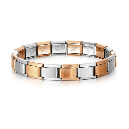 GEMOSA 9mm Width Italian Charm Bracelet Fashion Stainless Steel Bangle Elastic Link Chain High Quality Factory DIY