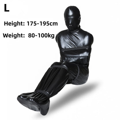 Sex Slave Binding Straitjacket Erotic Costume BDSM Bondage Mermaid Mummy Restraint Bags Sleeping Bag Leather Bodysuit Arm Binder