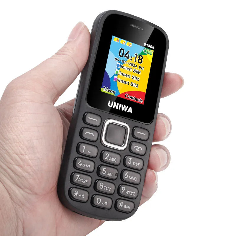UNIWA E1808 2GKeypad Feature Phone 1.77” Push Button 800mAh Telephone for Senior Elder Wireless Radio GSM Bluetooth Mobile Phone