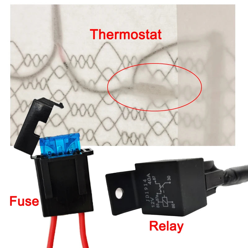 12V 50W Universal Built-in Car Seat Heater Kit Fit 1 Seat,2pcs Carbon Fiber heating Pads Single Control Switch with Harness
