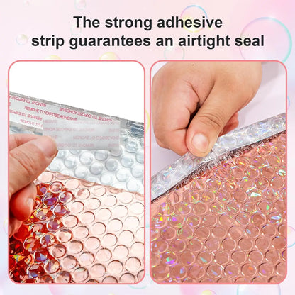 30Pcs Holographic Bubble Mailer Mailing Envelope Thicken Protection Waterproof Padded Bubble Envelopes Pack Bag for Shipping