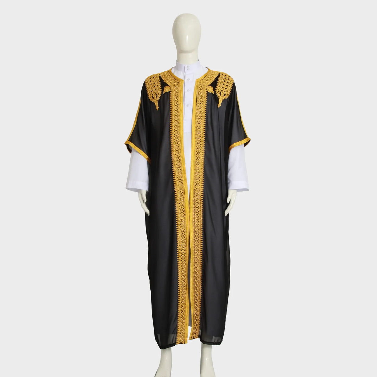 Eid Men Robe Jubba Thobe Open Abaya Dishdasha Islamic Embroidery Cardigan Abayas Dubai Male Muslim Prayer Kaftan Ramadan Morocco