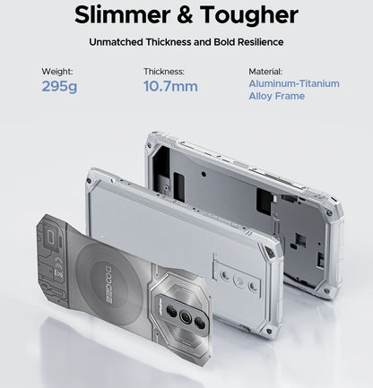 DOOGEE Blade10 Ultra Energy Rugged Phone Gemini AI 10.7mm Ultra-thin 6150mAh Battery Android 15 Widevine L1 Smartphone NFC