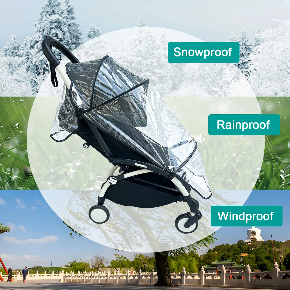 Stroller Rain Cover for Babyzen YOYO/YOYO+/YOYO2 & Stokke YOYO3 - Transparent EVA Weather Protection for Rain, Wind, Snow & Dust