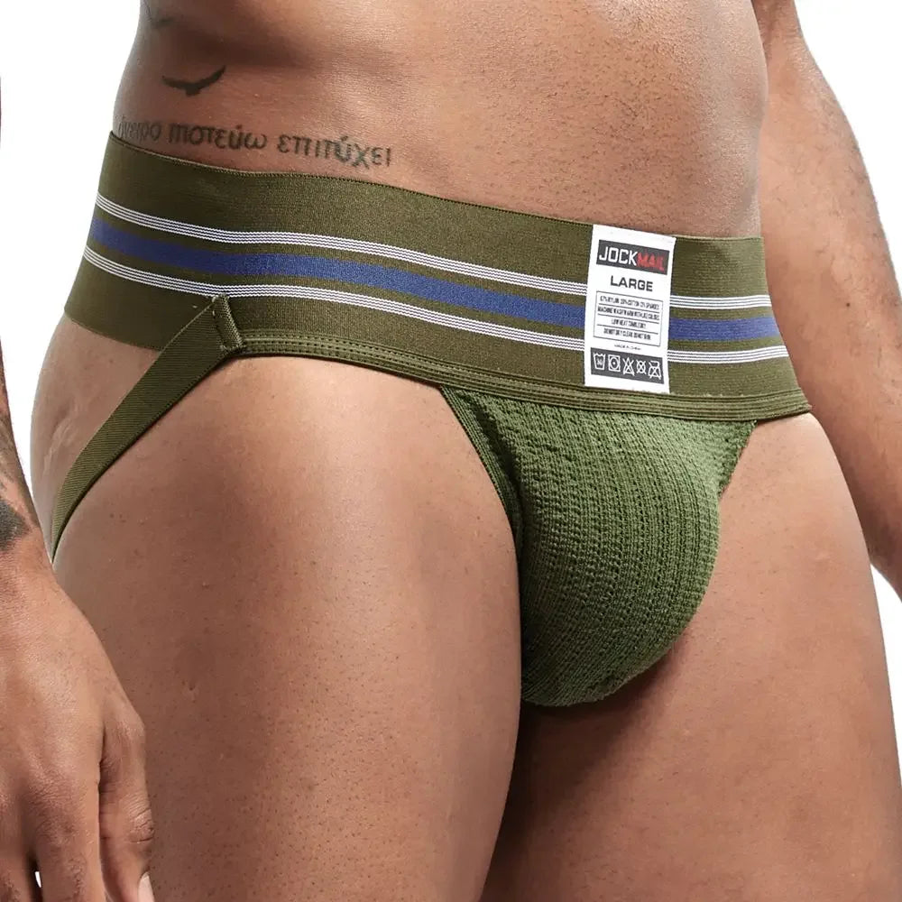 JOCKMAIL Men's Underwear Men Sexy Briefs Jockstrap Pouch Cuecas Man Cotton Panties Thongs Mesh Underpants Gay Slip Homme Srting