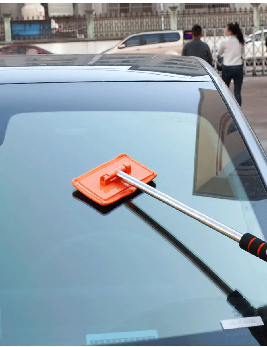 SEAMETAL Car Windshield Cleaning Brush Window Glass Clean Wiper Scalable Long Handle Scratch-Free Soft Wash Cloth Washing Tool