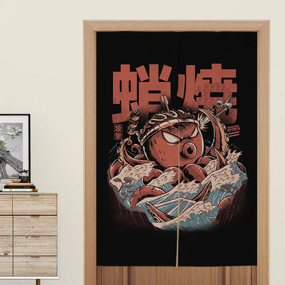 Custom Japanese Resturant Ramen Noren Curtain  Noodles Shop Kitchen Cloth Doorway Curtains Oil Smoke Proof Partition No Punching