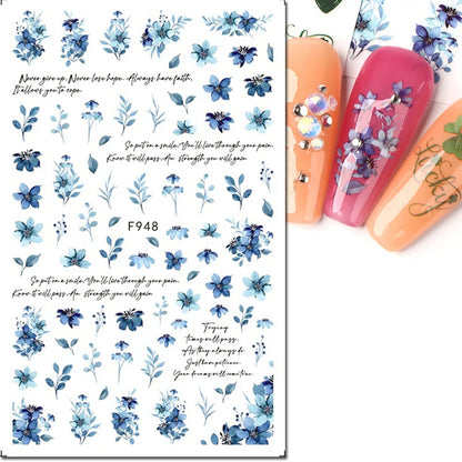 3d Nail Art Decals Spring Booming Violets Lavenders Purple Blue Pink Flowers Butterflys Stickers Decoration For Nail Tips Beauty