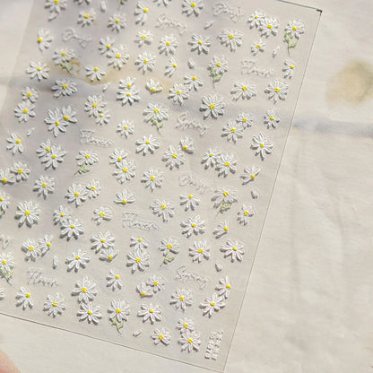 Gold Leaf White Flower Bouquet Floral Petal Tulip Bloom Charming Retro Metal Self Adhesive 5D Nail Art Sticker Manicure Decals