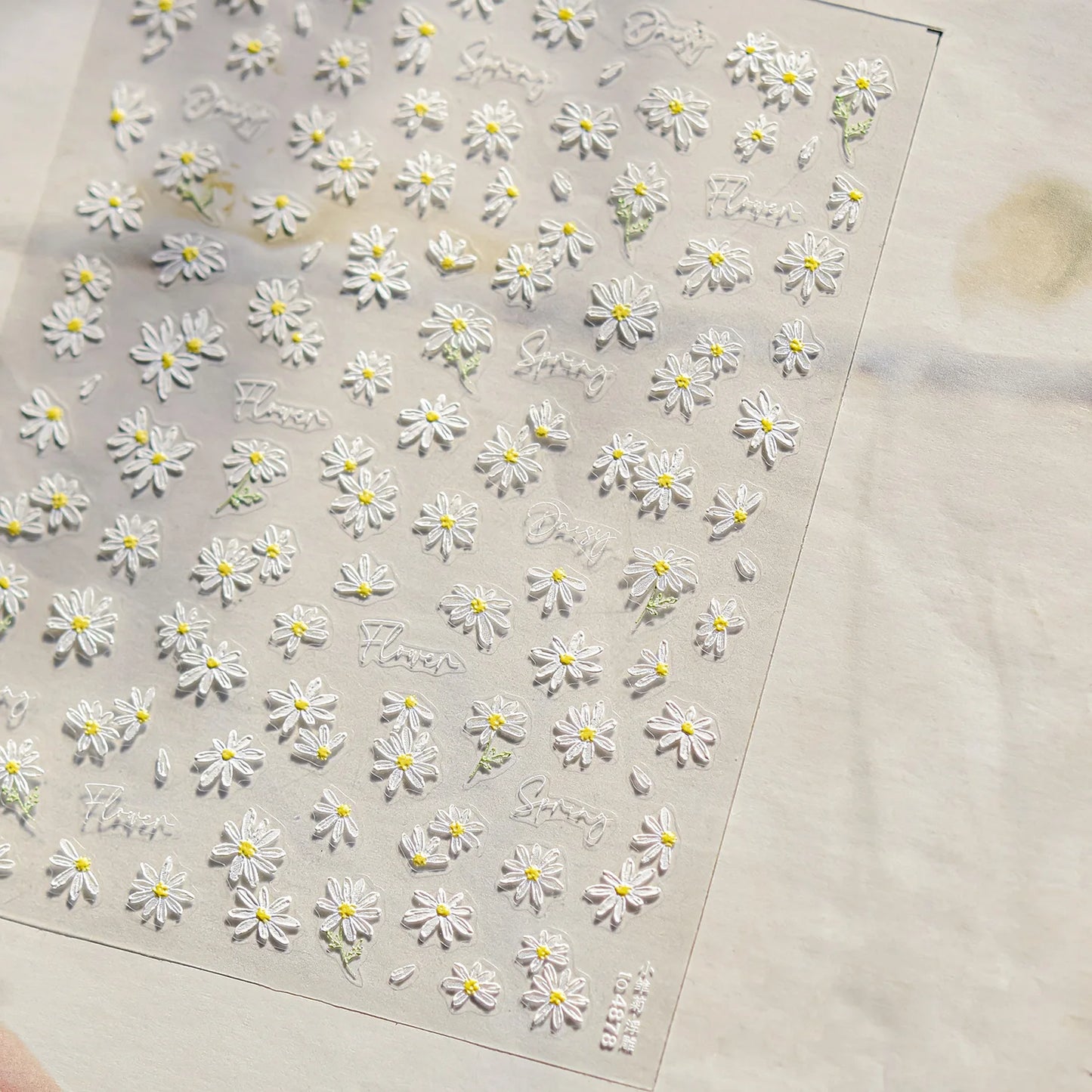 Gold Leaf White Flower Bouquet Floral Petal Tulip Bloom Charming Retro Metal Self Adhesive 5D Nail Art Sticker Manicure Decals
