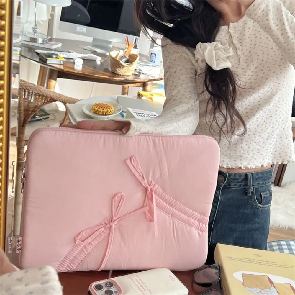 New 11/13/15.6 inch Laptop Sleeve Case Shockproof Bowknot Notebook Cover Ultra Thin Large Capacity Tablet Protective Pouch