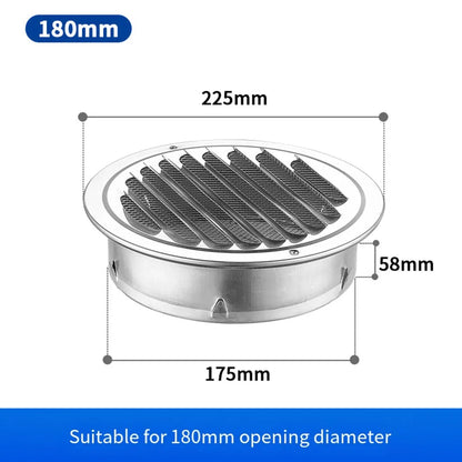 1PCS Circle Air Vent Grill Cover Stainless Steel Silver 70-160mm Round Exterior Wall Duct Ventilation Tool Accessories Home Part