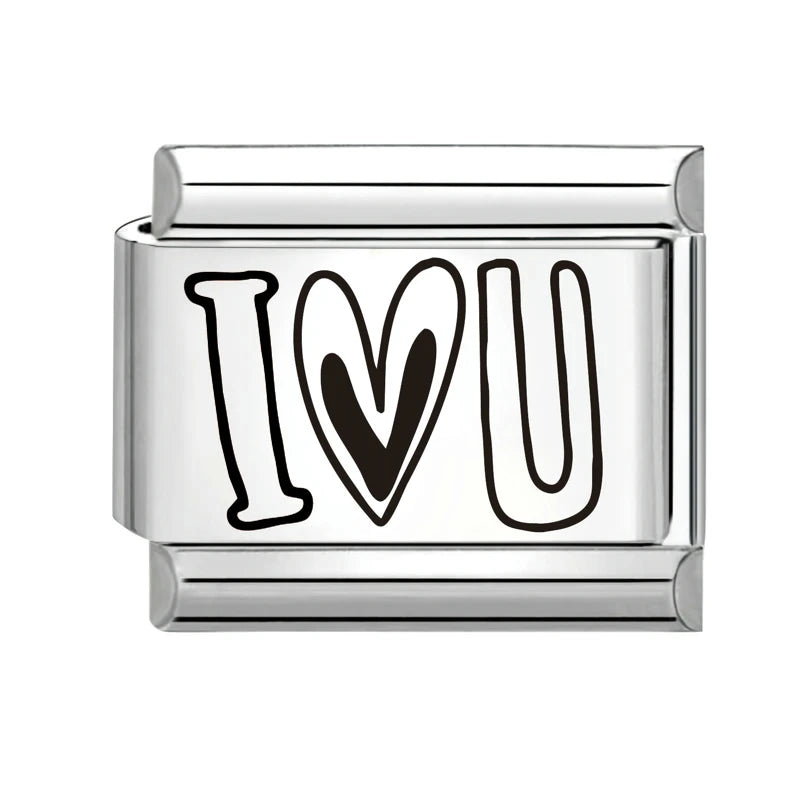 New Y2K Colorful Glaze English Word Italian Charm Link Fit 9mm Stainless Steel Jewelry DIY Making Bracelets For Gifts
