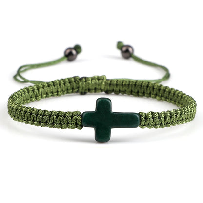 Hand Woven Jesus Cross Bracelet For Men Women Red Black Thread Braided Lucky Bracelet Fashion Couple Bracelet Friendship Jewelry