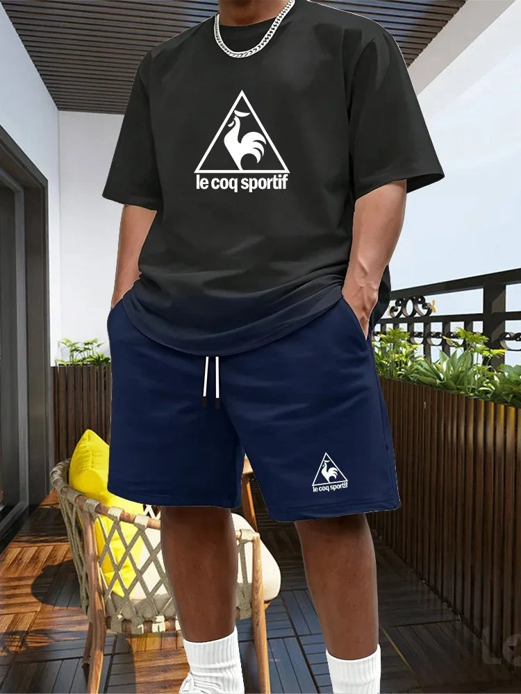 Men's Two-piece Sportswear Short Sleeved T-shirt and Pants Set Running and Fitness Sportswear 2026 Summer Big Discount