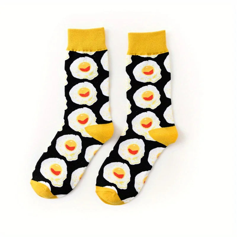 1 pair of food series creative avocado printed pattern medium tube socks for men  trendy socks for couples  socks men socks