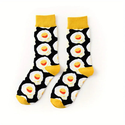 1 pair of food series creative avocado printed pattern medium tube socks for men  trendy socks for couples  socks men socks