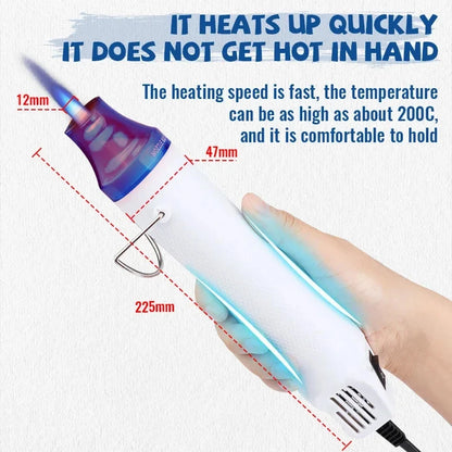 220V Hot Air Gun, Soldering Temperature Blower Eu Plug, Mini Heat Gun for Shrink Tubing, Car Wrapping & DIY Crafts