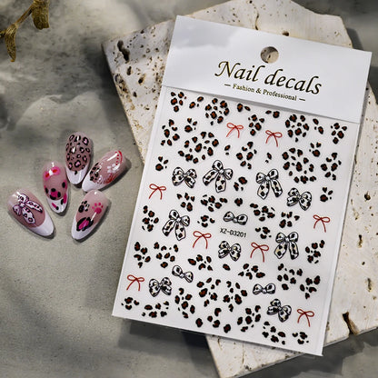 5D Pink Leopard Print Nail Art Stickers 8x10cm Pink/Black/Brown Leopard Nail Decal DIY Manicure Adhesived Leopard Slider