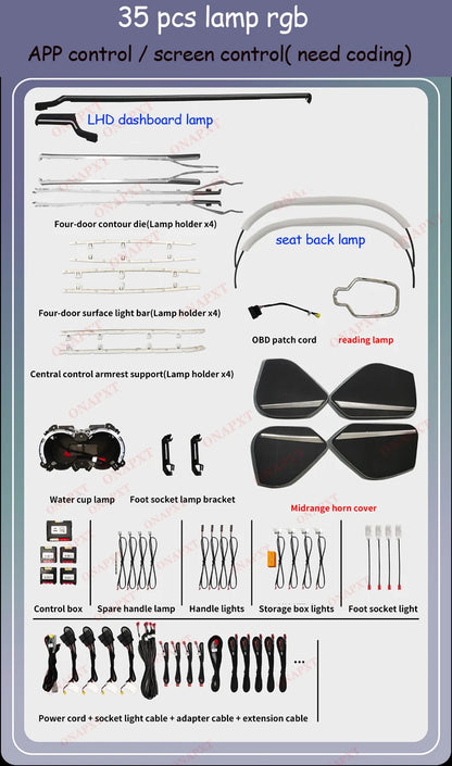 LED For Audi A4 S4 A5 S5 B9 2016-2023 Center Console Dashboard Ambient Light Strip Decorative Cover Lift Tweeter Speaker Lamp