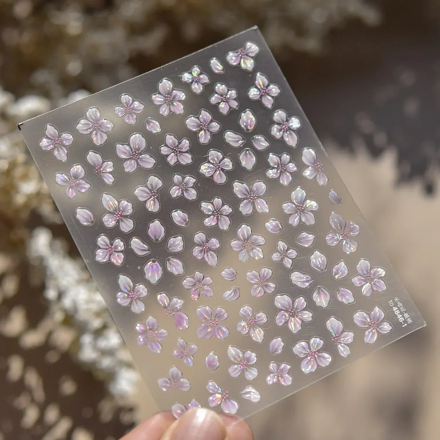 White Flower Petal Cherry Blossom Peach Blossom Falling Petal Floral Gradient 5D Self Adhesive Nail Art Sticker Manicure Decals