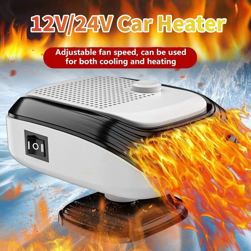 Fast Heating 12V/24V Car Heater & Defroster, Dual Speed Quick Warm Up, Front Demister for Winter Car Heating & Defogging