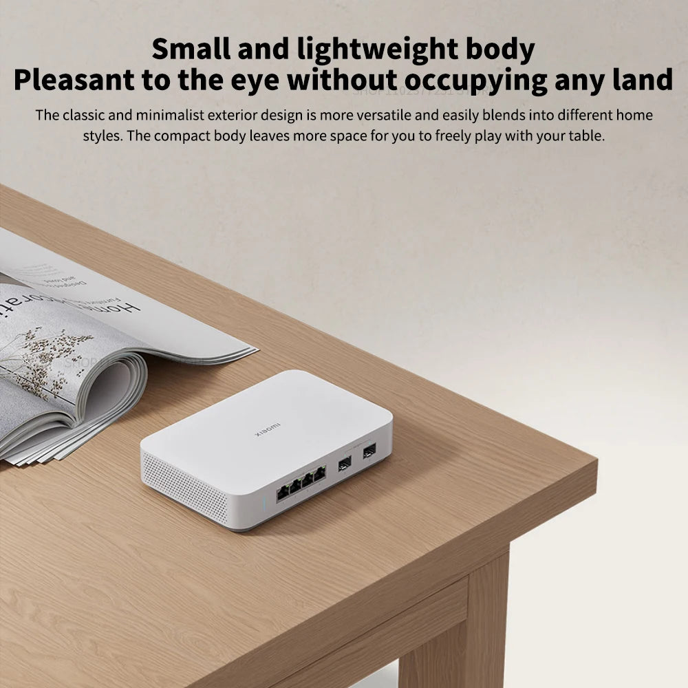 NEW Xiaomi Mi 10G Ethernet Switch 4×2.5G+2×10GMbps Mini Network Switches VLAN Ethernet Splitter Lan Router 6 Ports Hub Switch