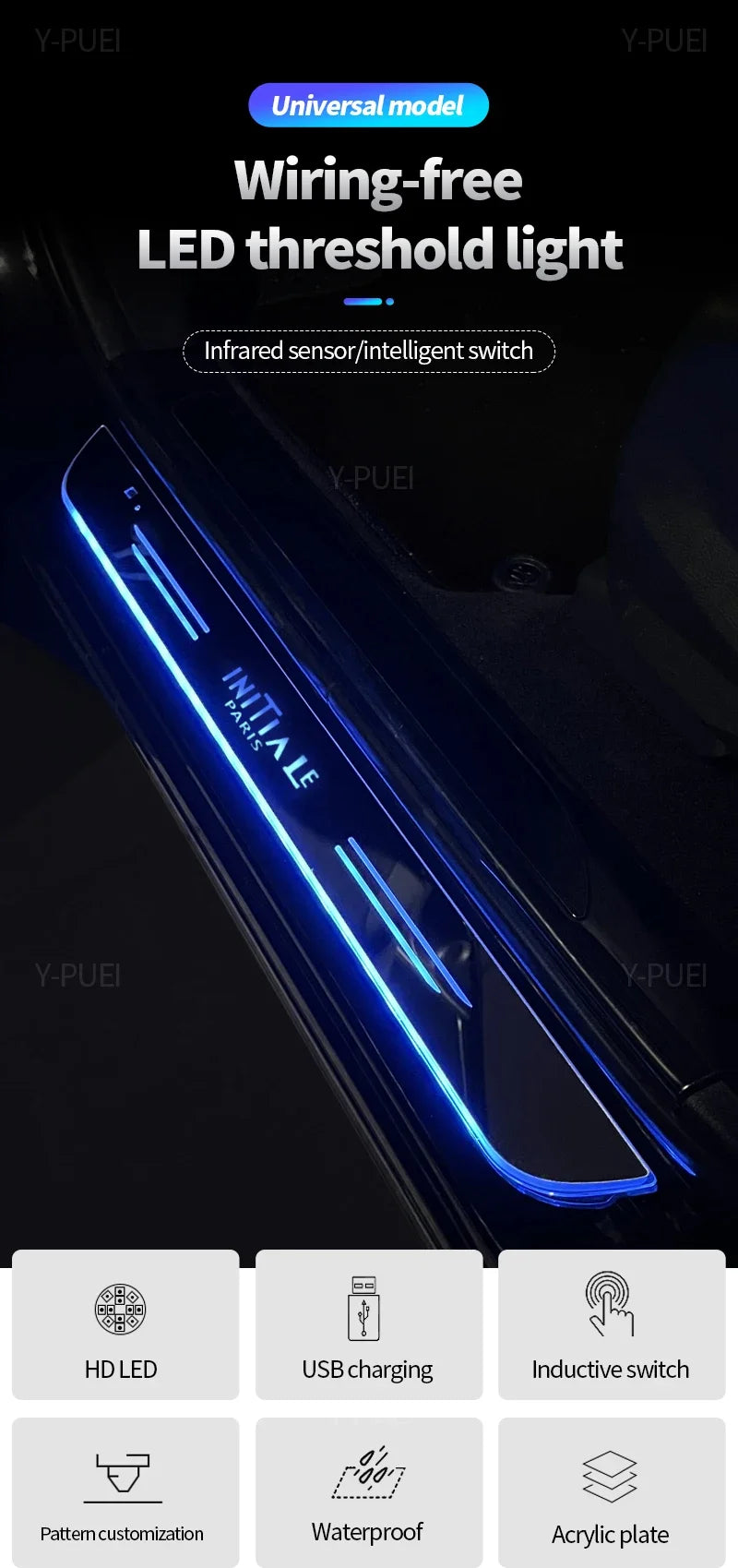 Customized For Renault RS Clio Scenic Logan Megane Car Welcome Door illuminated Sill Light Logo Lamp LED Car Pedal Decoration
