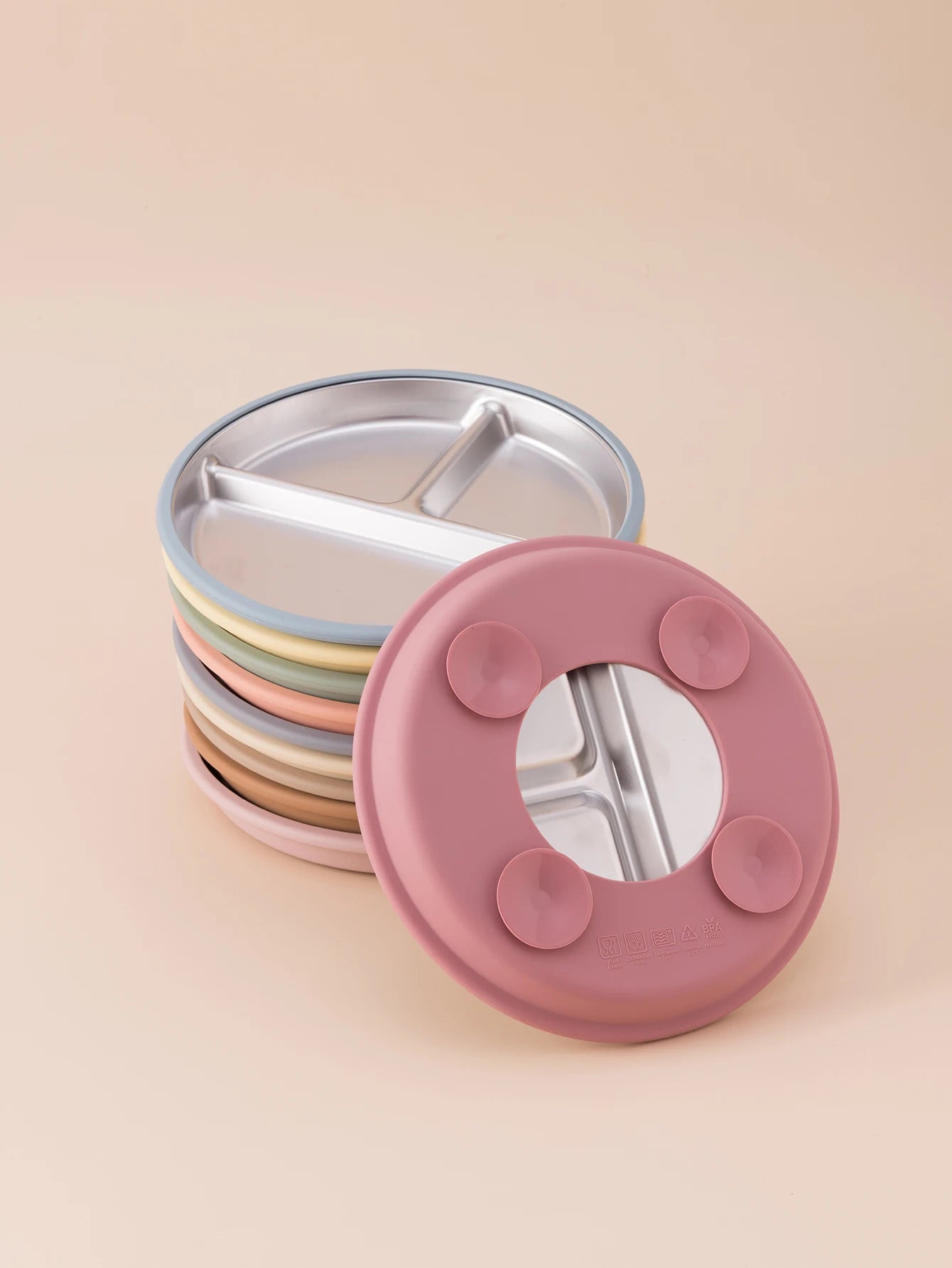 1PCS Stainless Steel Dishes Plate Detachable Suction Bowl For Baby Feeding BPA Free Silicone Base Tableware Newborn Essentials