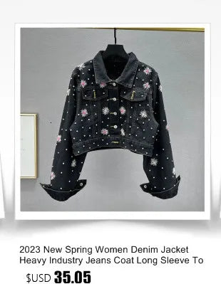 Denim Jacket Women's Spring Autumn New High Street Jeans Coat Oversize Loose Basic Jackets Simple Versatile Lapel Outerwear