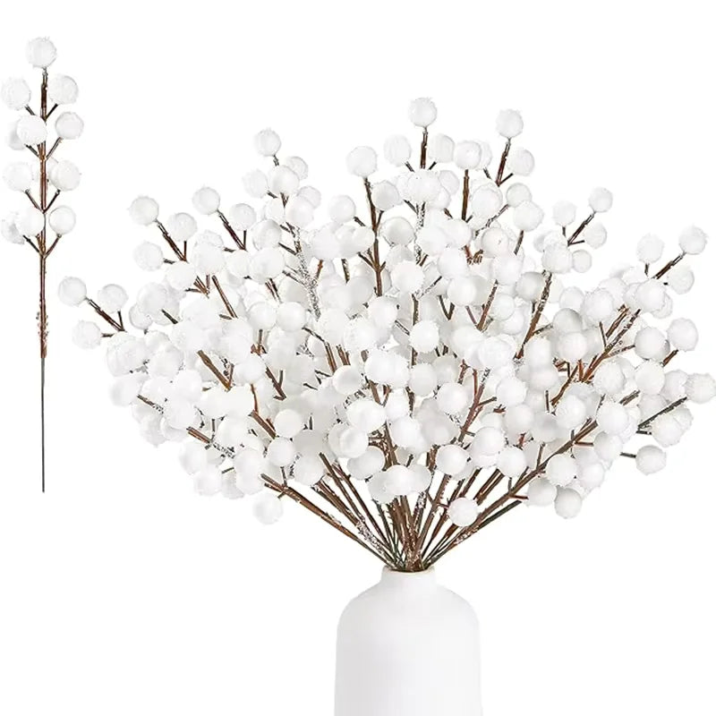 5/10Pcs Chritsmas Decoration Snowflake Red Berry Branche Chritsmas Tree Pendant for Home Decor Xmas New Year 2025 Gift Accessory