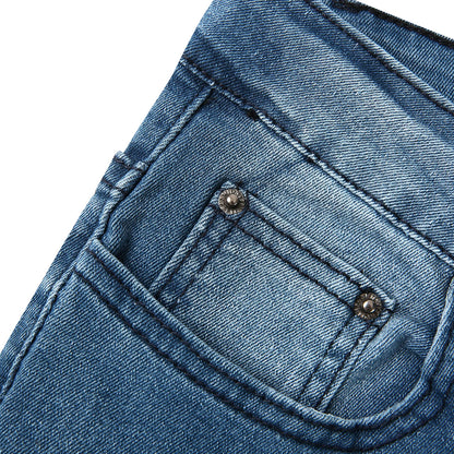 2025 New Men Slim Biker Ripped Long Denim Trousers Skinny Jeans Side Straps Zips Male Jogging Pants Destroyed Stretchy Pants