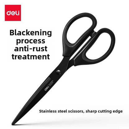 Deli Black Blade Scissors Stainless Steel Anti-Rust Shears Comfort Grip Office School Home Craft Cutting Stationery