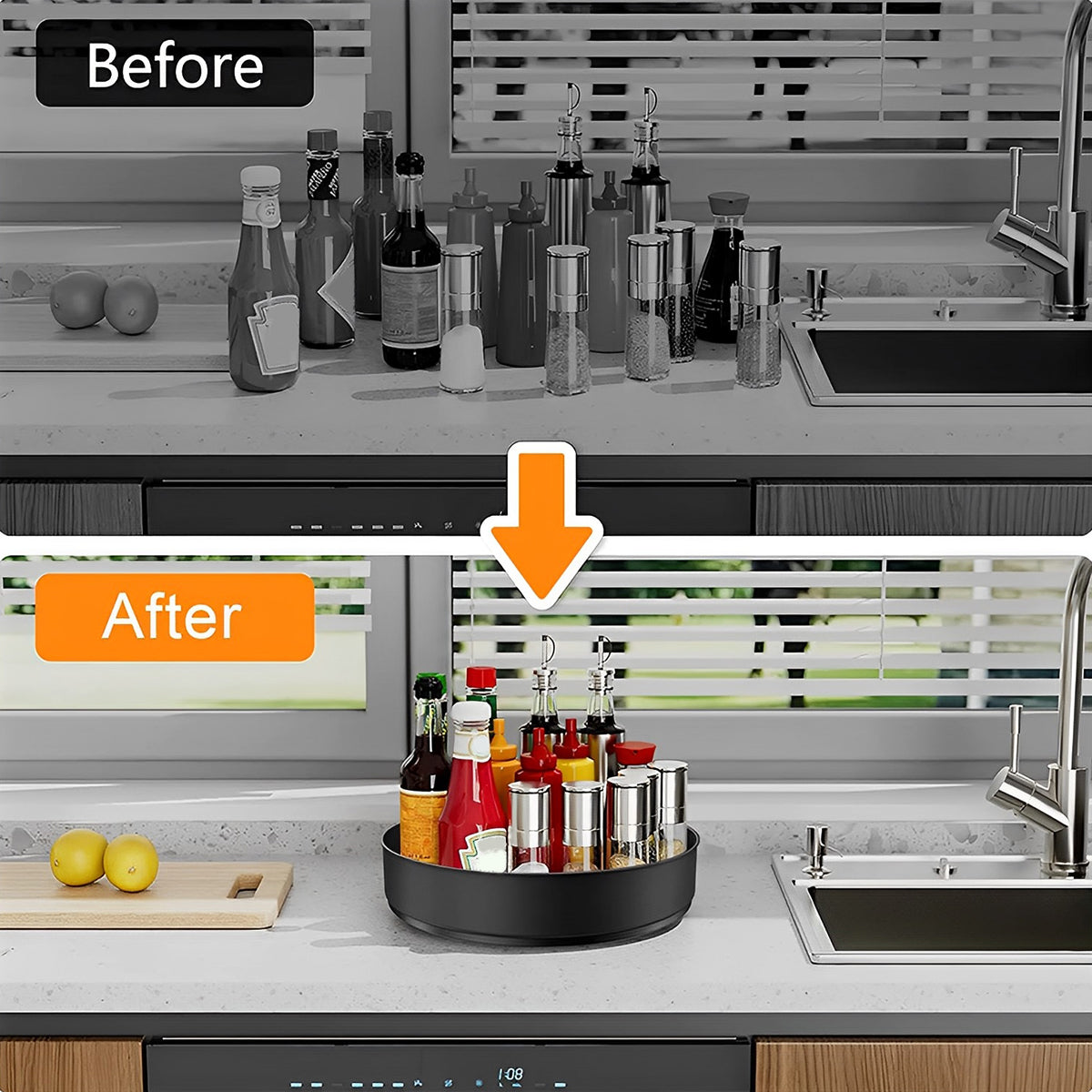 Stainless Steel Layer Turntable Organizer Multifunction Kitchen Storage Decorative Trays Rotating Spice Rack Kitchen Accessories