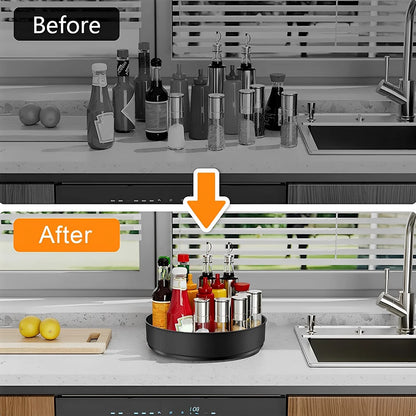 Stainless Steel Layer Turntable Organizer Multifunction Kitchen Storage Decorative Trays Rotating Spice Rack Kitchen Accessories