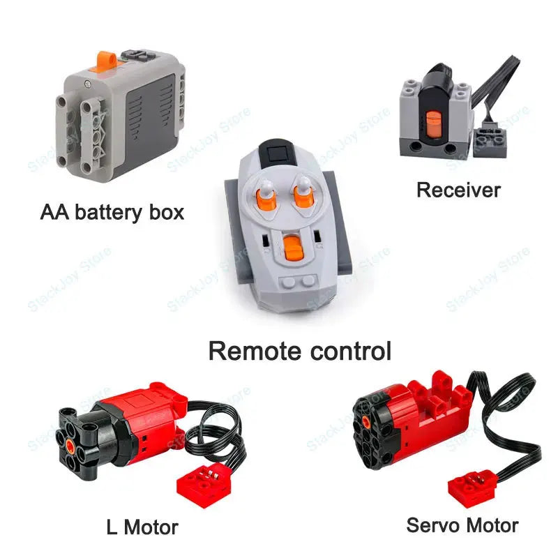 MOC Power Functions M/L/XL Motor Battery Box IR Remote Receiver for RC Car Robot Model Building Blocks Technical Modified Parts