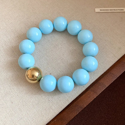 Multicolor Irregular Acrylic Beaded Bangles for Women Geometric Smudge String Bracelet Beach Vacation Style Couple Jewelry W