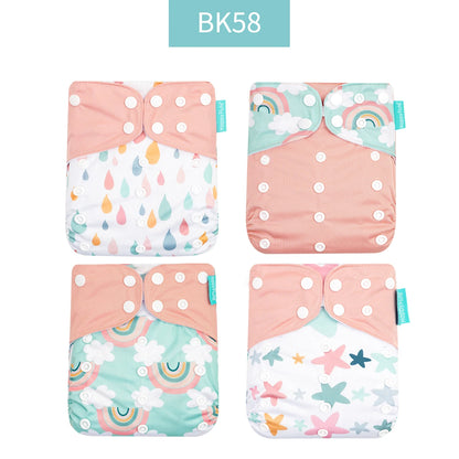Happyflute New Desig Hot Sale 4Pcs OS Pocket Diaper Washable&Reusable Absorbent Ecological Diaper Cover Adjustable Baby Nappy