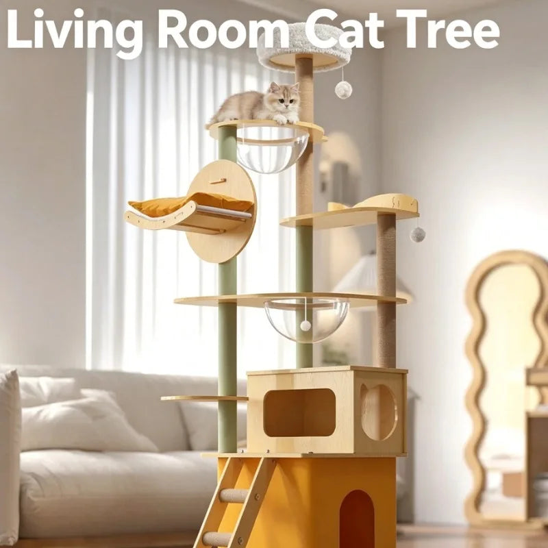 Large Pet Nest Wooden Climbing Frame Bamboo Wood Color Four Seasons Universal Cat Delivery Room Indoor Outdoor Play Tower