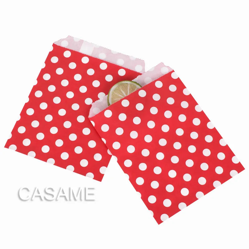 50 Pcs Red Blue Green Thank You Kraft Paper Bags Cute  Happy Birthday Gift Pouch Retro Party Favor Bag Candy Cookie Supplies