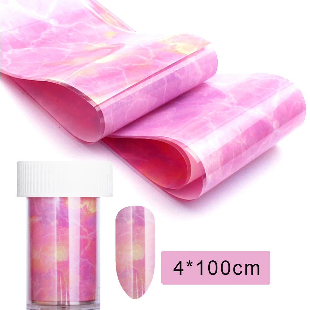 16Pc Holographic Nail Foil Set Starry Transfer 20*4cm Sticker Laser Flowers Leopard Mix Design Decal DIY Nail Art Decoration