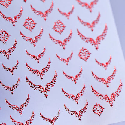 3D Gold Stamping V-Shaped French Tips Nail Art Stickers Retro Metal French Line Nail Decals Chrome Curved Strip Nail Decoration