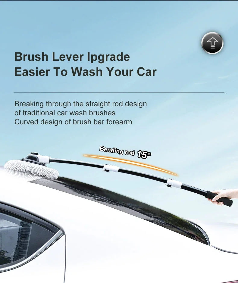 LEIBOO Car Wash Mop Cleaning Brush Telescoping Long Handle Cleaning Mop Retractable Bent Bar Car Wash Brush Auto Accessories Car Cleaning Tools