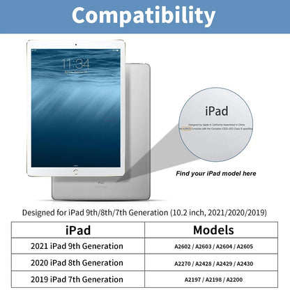 For iPad 9th Generation Case 2021/iPad 8th Generation Case 2020 10.2 Inch Magnetic Cover, iPad 7th Gen 2019 Case with Soft Shell