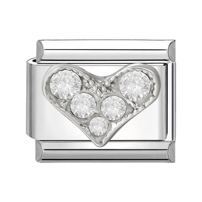 New Shiny Zircon Heart Butterfly Flower Star Bow Italian Charm Links Fit 9MM Stainless Steel Bracelet Girls' DIY Making Gift